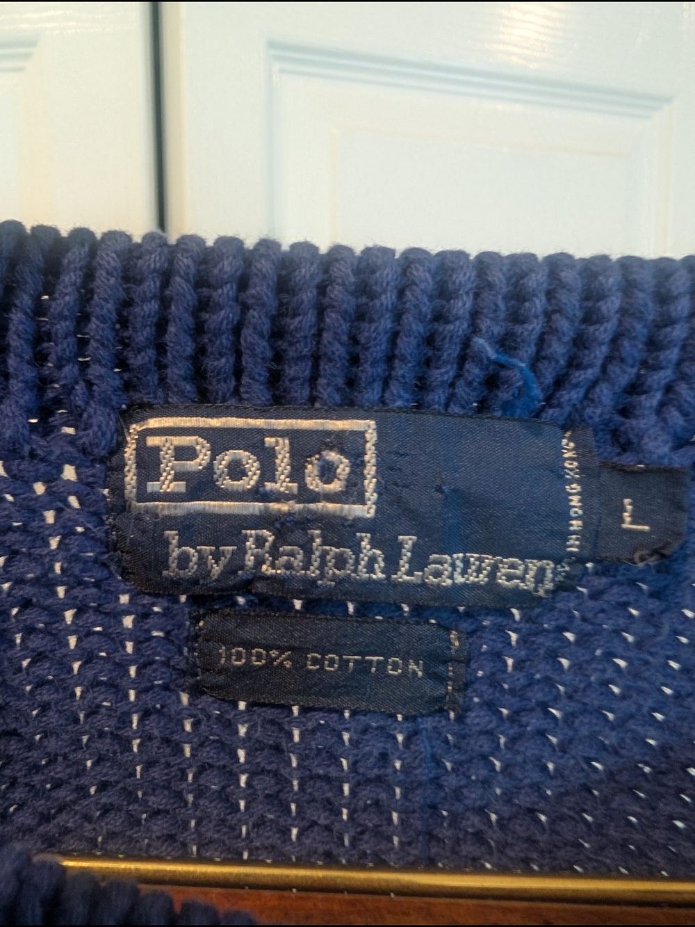 Ralph Lauren Vintage Polo 1987 20th Anniversary Cross Flags Sweater Blue L - Picture 7 of 9